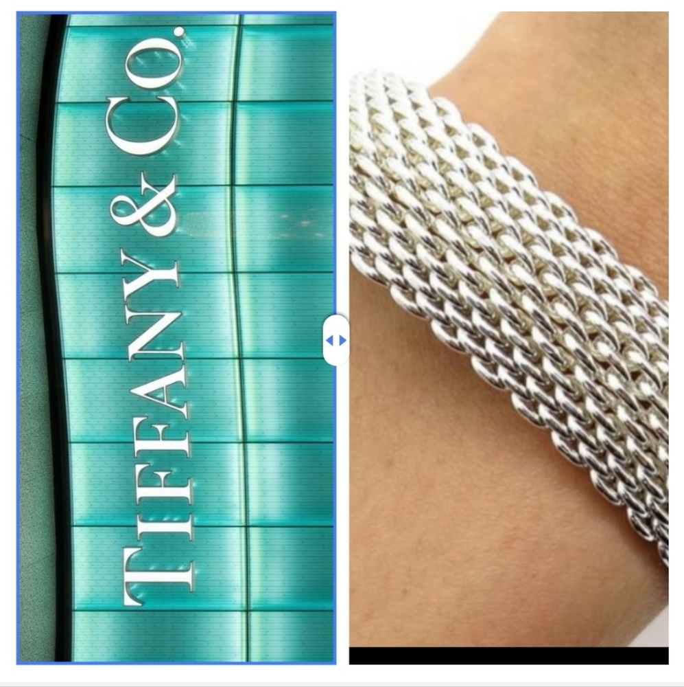 🎈Exquisite Tiffany and Co 925 Somerset Silver Women's Bracelet💍🍸+GIFT
